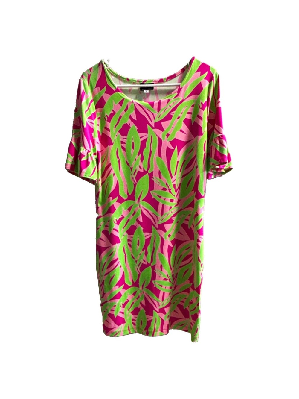 Sailor sailor Women’s Bright Pink & Green Leaf Print Tunic Top size s